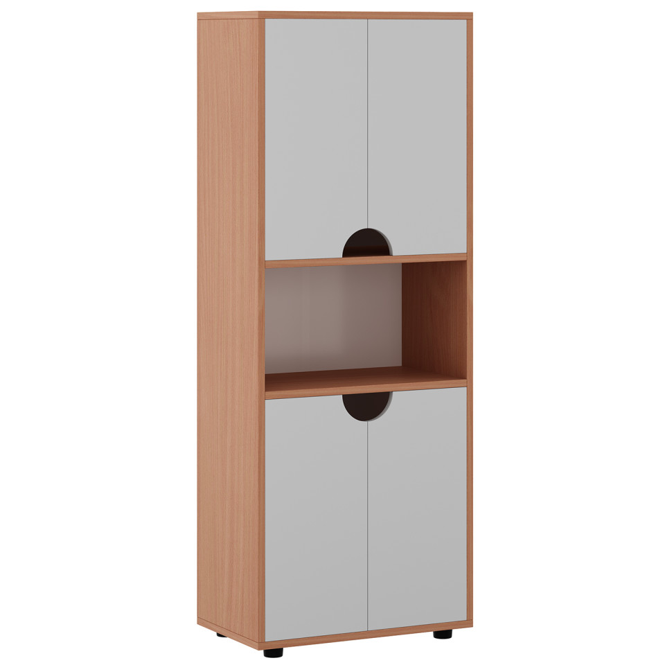 Dulap gradinita Oliver cu 1 compartiment si 4 usi MDF, Alb