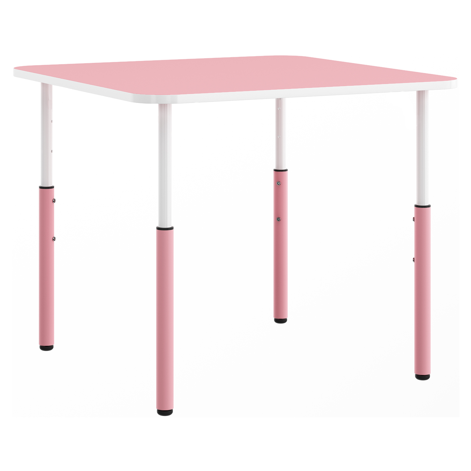 Masa patrata gradinita Mobby cu inaltime reglabila, 700 x 700 mm - Roz