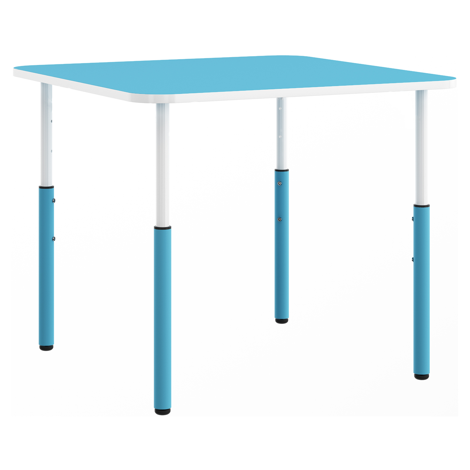 Masa patrata gradinita Mobby cu inaltime reglabila, 700 x 700 mm - Albastru