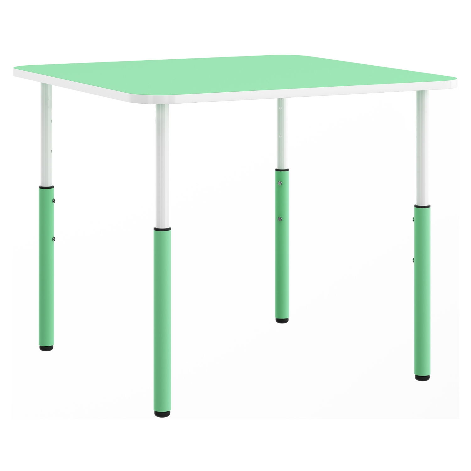 Masa patrata gradinita Mobby cu inaltime reglabila, 700 x 700 mm - Verde