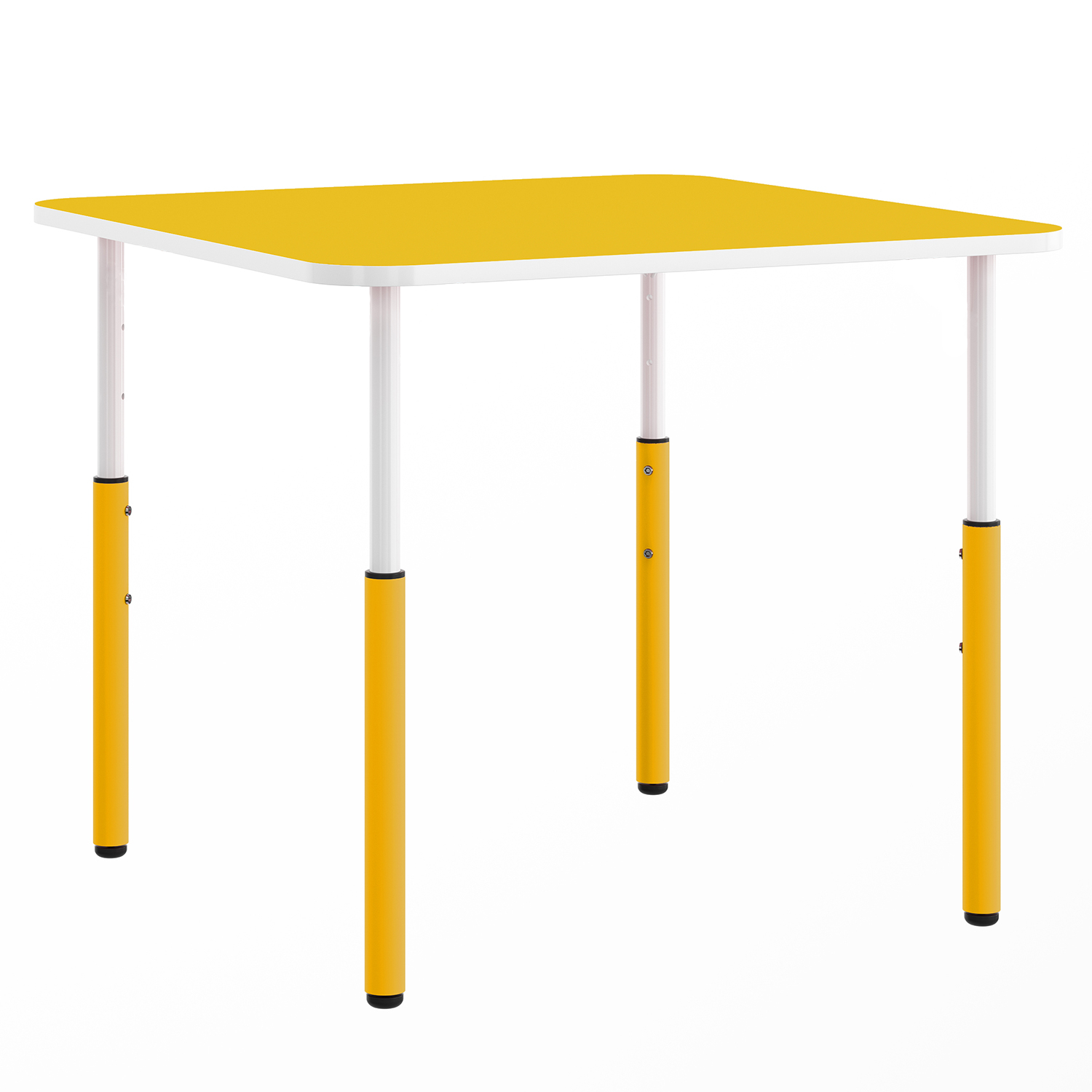 Masa patrata gradinita Mobby cu inaltime reglabila, 700 x 700 mm - Galben