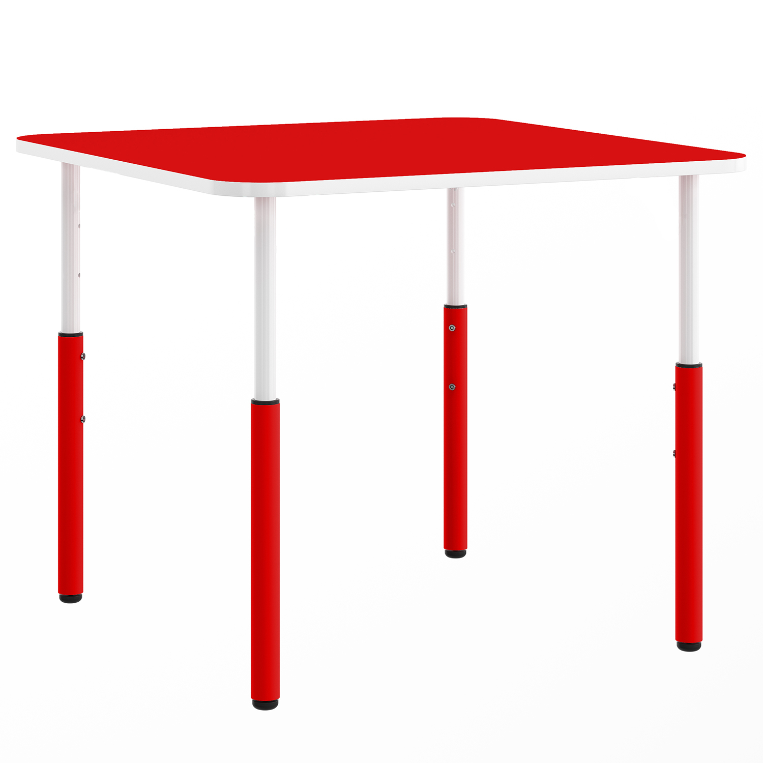 Masa patrata gradinita Mobby cu inaltime reglabila, 700 x 700 mm - Rosu
