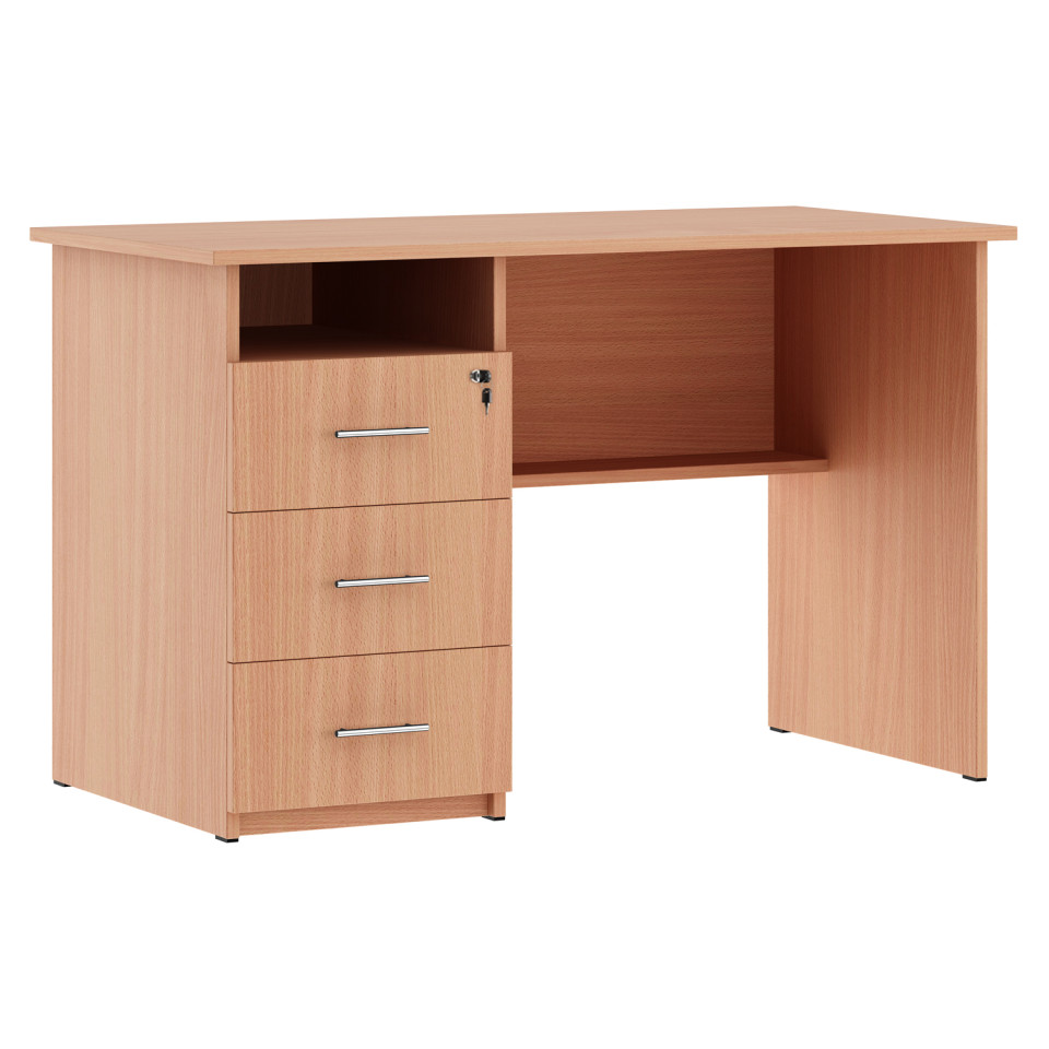 Catedra profesor 1200 х 600 х 750 mm, 3 sertare, incuietoare, PAL melaminat, Cant ABS, Fag