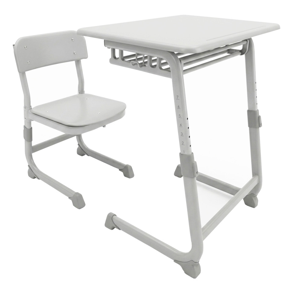 Set Banca scolara Saturn PRO Werzalit, reglabila, suport caiet grilaj, Gri