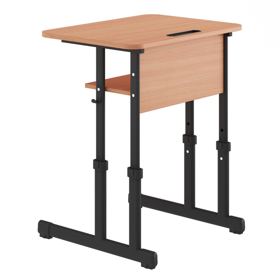 Banca scolara individuala Optima, inaltime reglabila, teava ovala, Negru