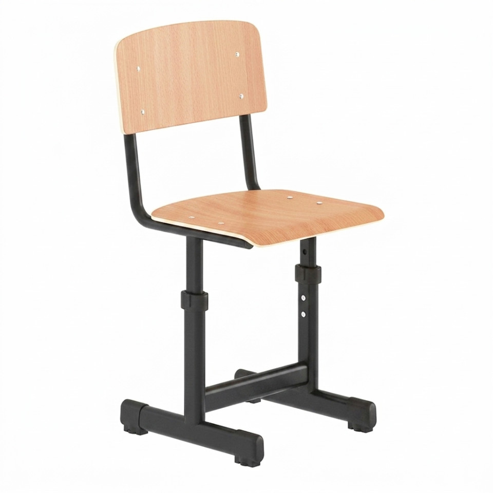 Scaun scolar Optima, inaltime reglabila, teava ovala, Negru