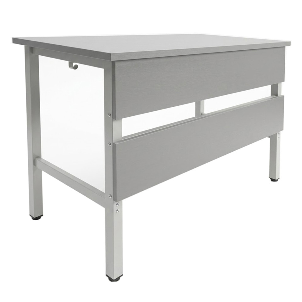 Masa laborator Eliss 1200 x 600 x 800 mm, 2 persoane, suport ghiozdan, Gri