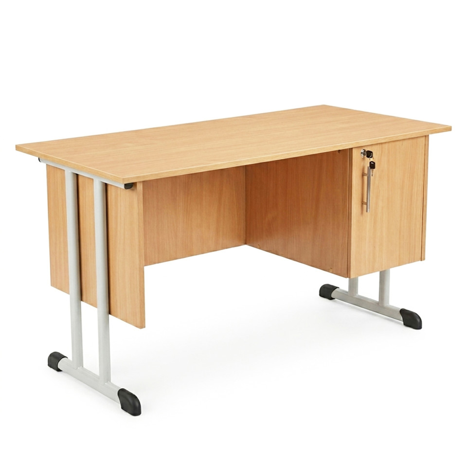 Catedra profesor 1300 х 650 х 750 mm, 1 usa, cadru metalic, PAL melaminat, Cant ABS, Fag