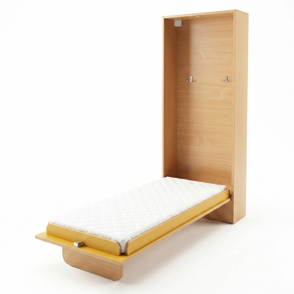 Pat rabatabil cu saltea Cocos 1200 x 500 mm, 2 agatatori, PAL melaminat, Galben