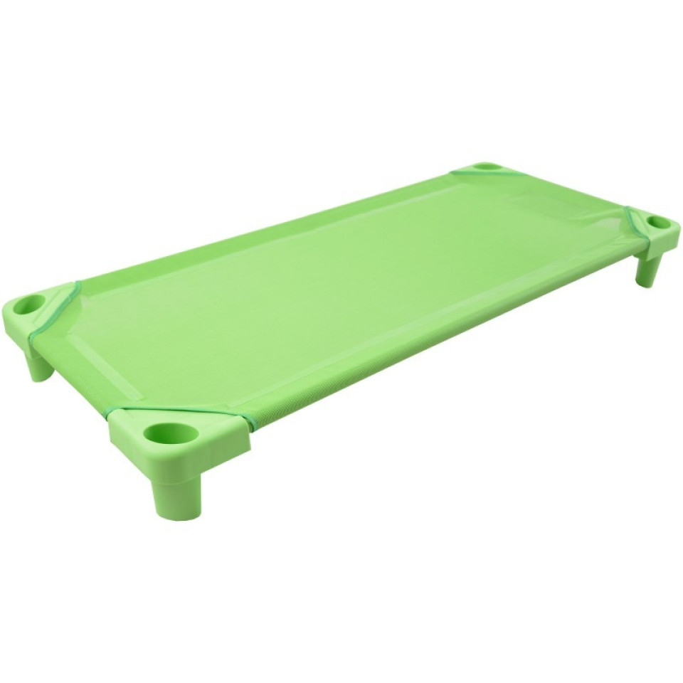 Pat stivuibil gradinita, 1400 x 580 x 140 mm, picioare de 14 cm, Verde