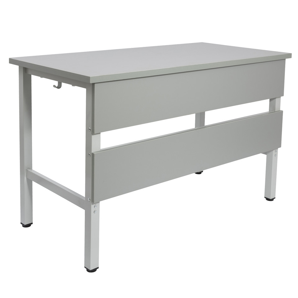 Masa laborator Eliss 1200 x 600 x 800 mm, 2 persoane, suport ghiozdan, Gri