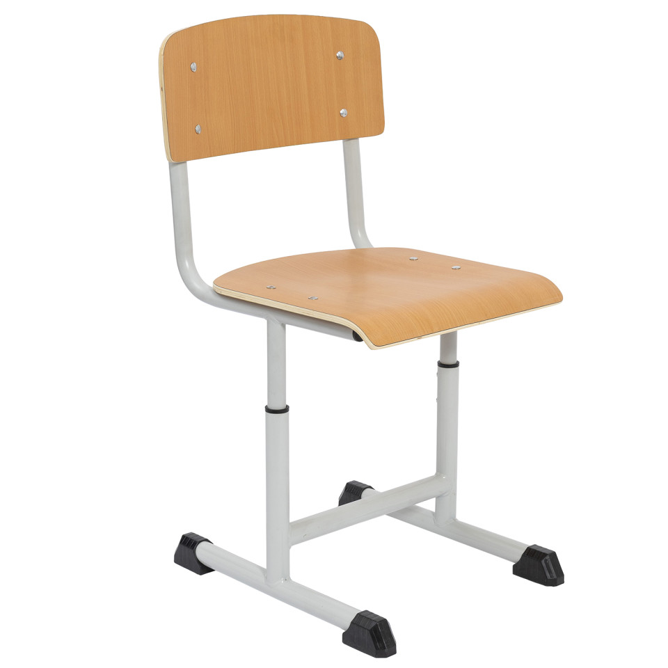 Scaun scolar Zibi, reglabil pe inaltime, teava rotunda, Gri