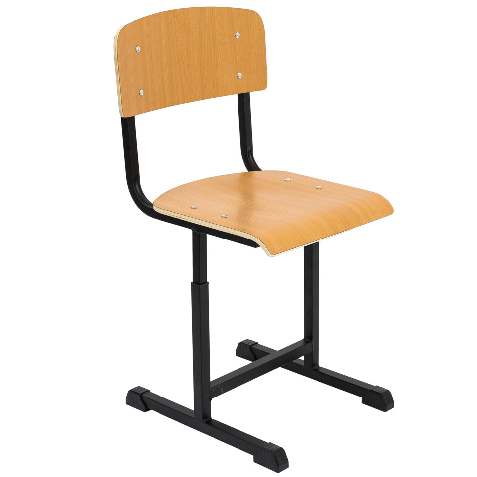  Scaun scolar SCF, teava patrata, inaltime reglabila, Negru